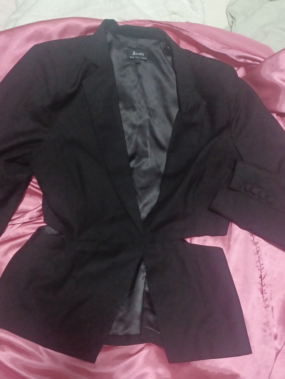 Bardot Black Tailored Cut Out Tuxedo Style Blazer Size.s